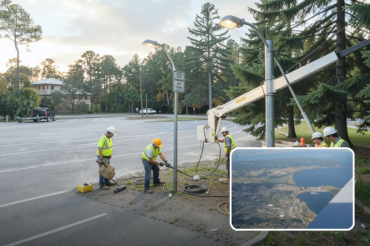 Municipal Bark Installation in Oak Harbor, Island County, WA - Uniform bark depth improves the appearance of public landscapes