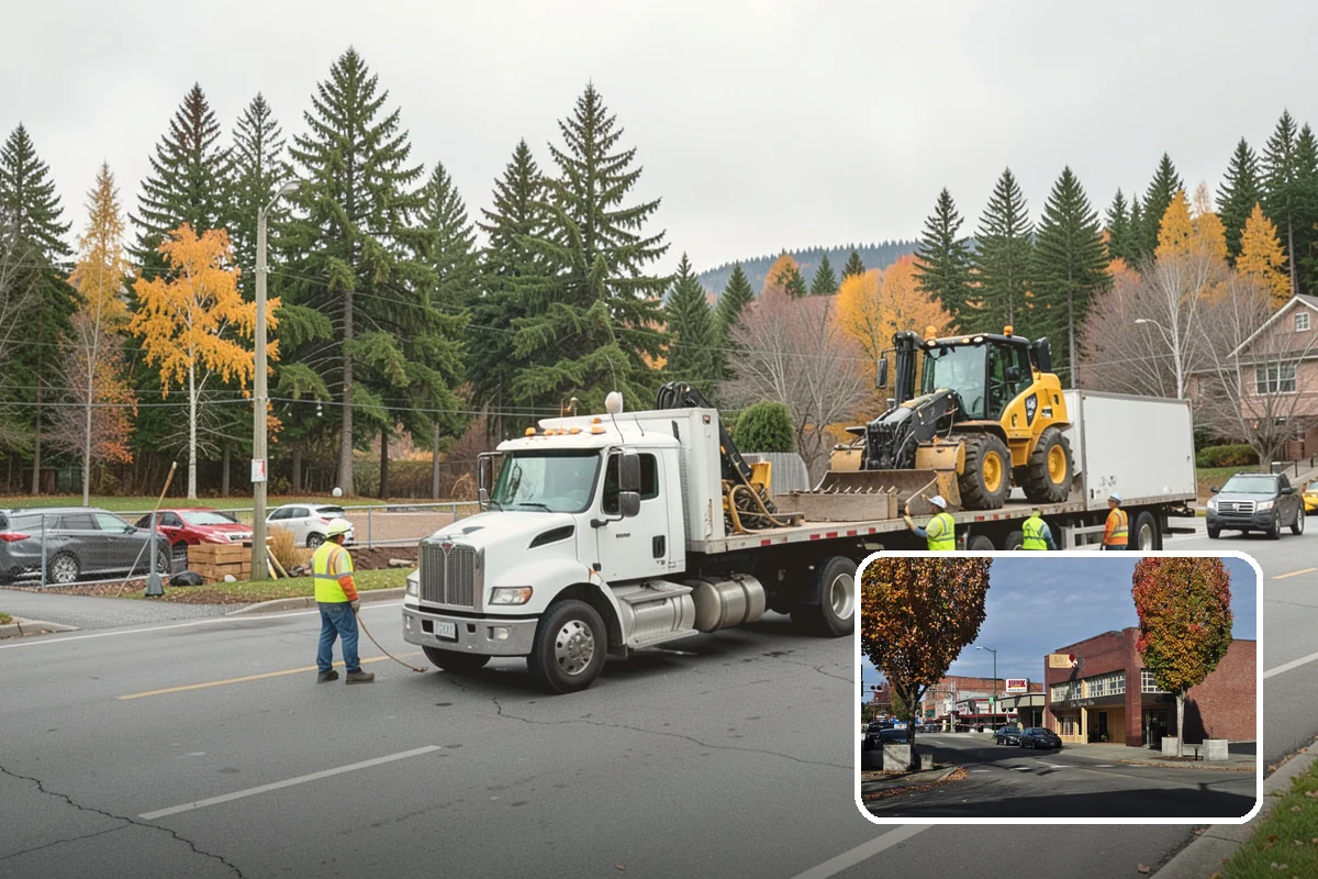 Municipal Bark Installation in Puyallup, Pierce County, WA - Uniform bark depth improves the appearance of public landscapes