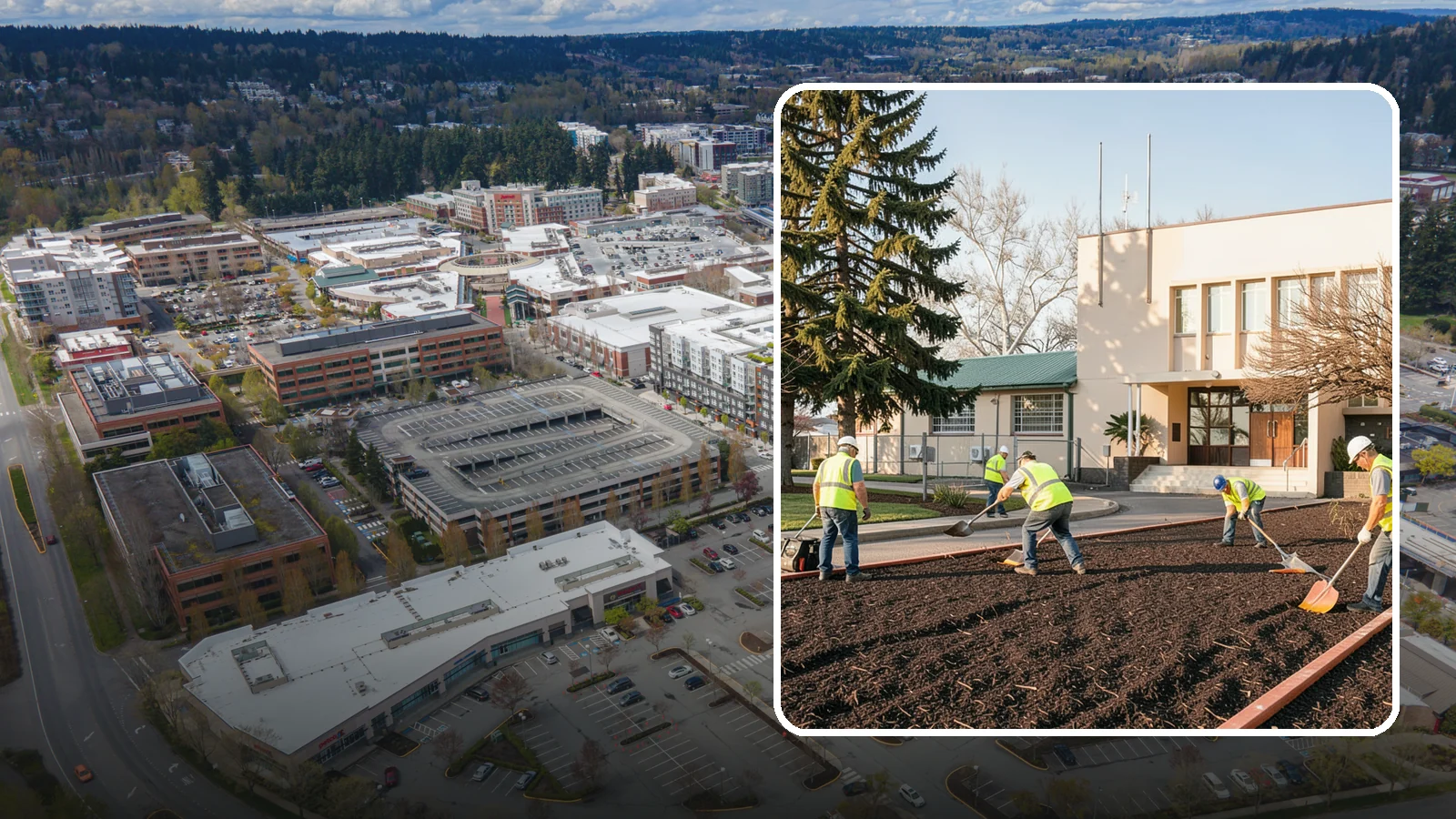 Municipal Bark Installation in Redmond, King County, WA - We supply and install fresh bark across public beds, medians, and park landscapes to suppress weeds and refresh appearance for...