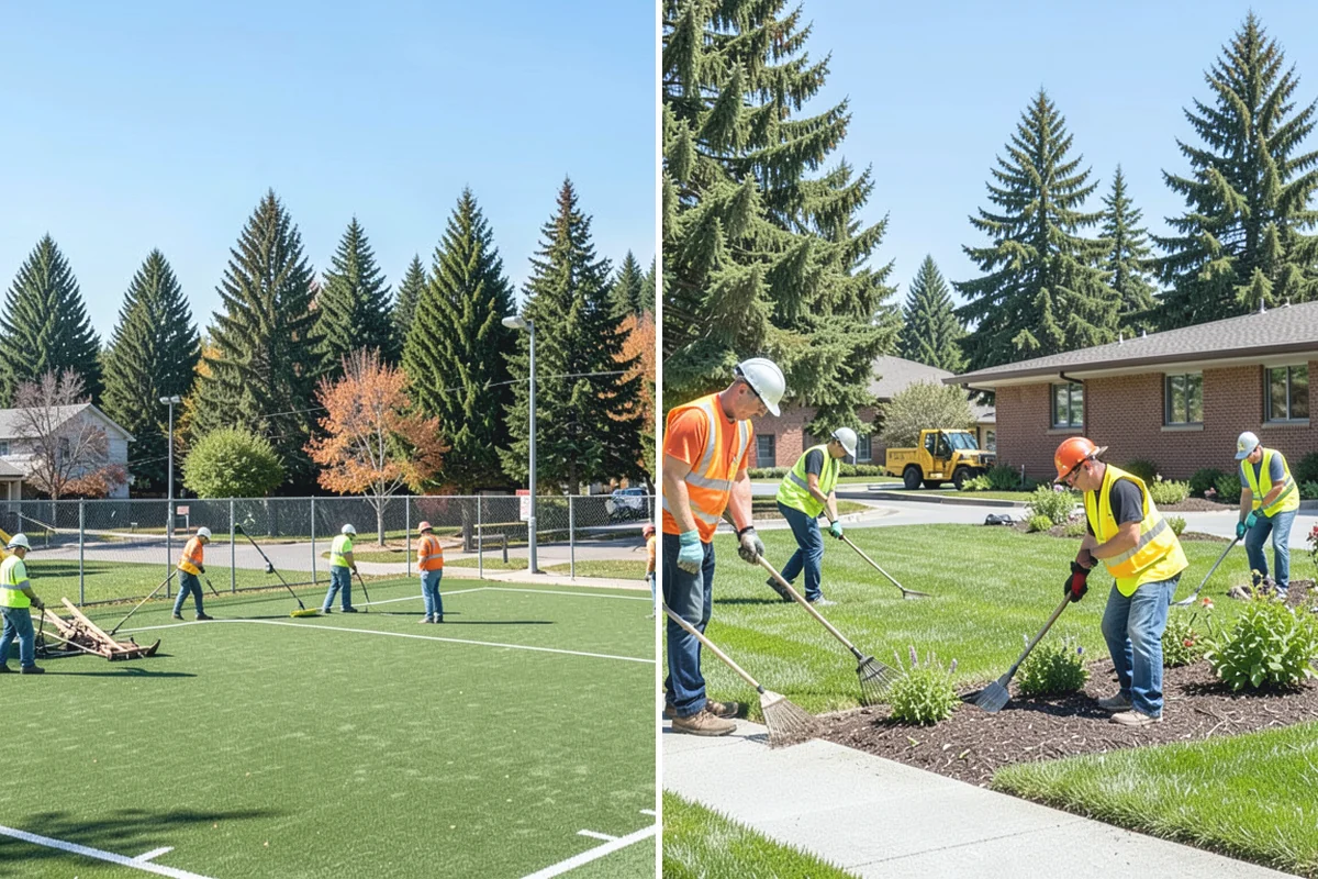 Municipal Bark Installation in Redmond, King County, WA - We measure beds and confirm bark type, color, and target depth