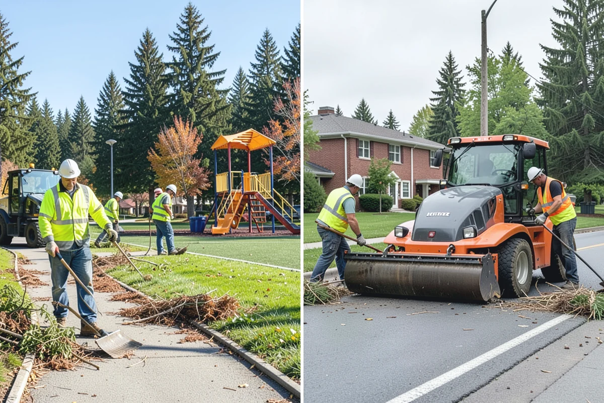 Municipal Bark Installation in Roy, Pierce County, WA - We measure beds and confirm bark type, color, and target depth