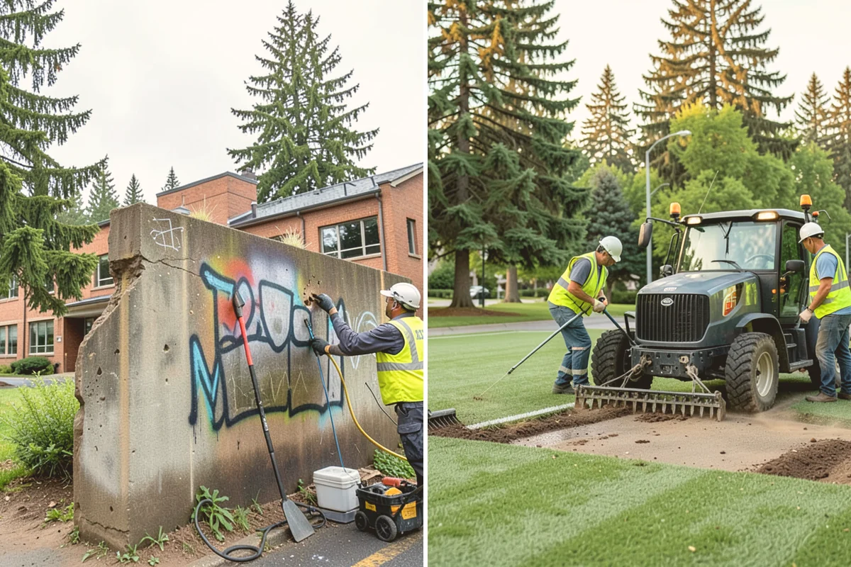 Municipal Bark Installation in Sammamish, King County, WA - We measure beds and confirm bark type, color, and target depth