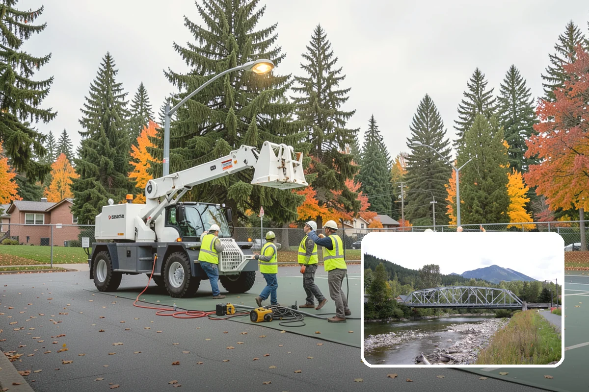 Municipal Bark Installation in Skykomish, King County, WA - Uniform bark depth improves the appearance of public landscapes