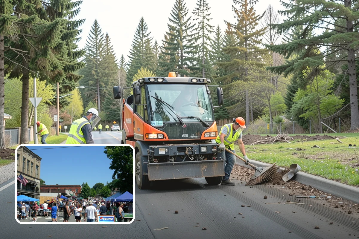 Municipal Bark Installation in Snohomish, Snohomish County, WA - Uniform bark depth improves the appearance of public landscapes