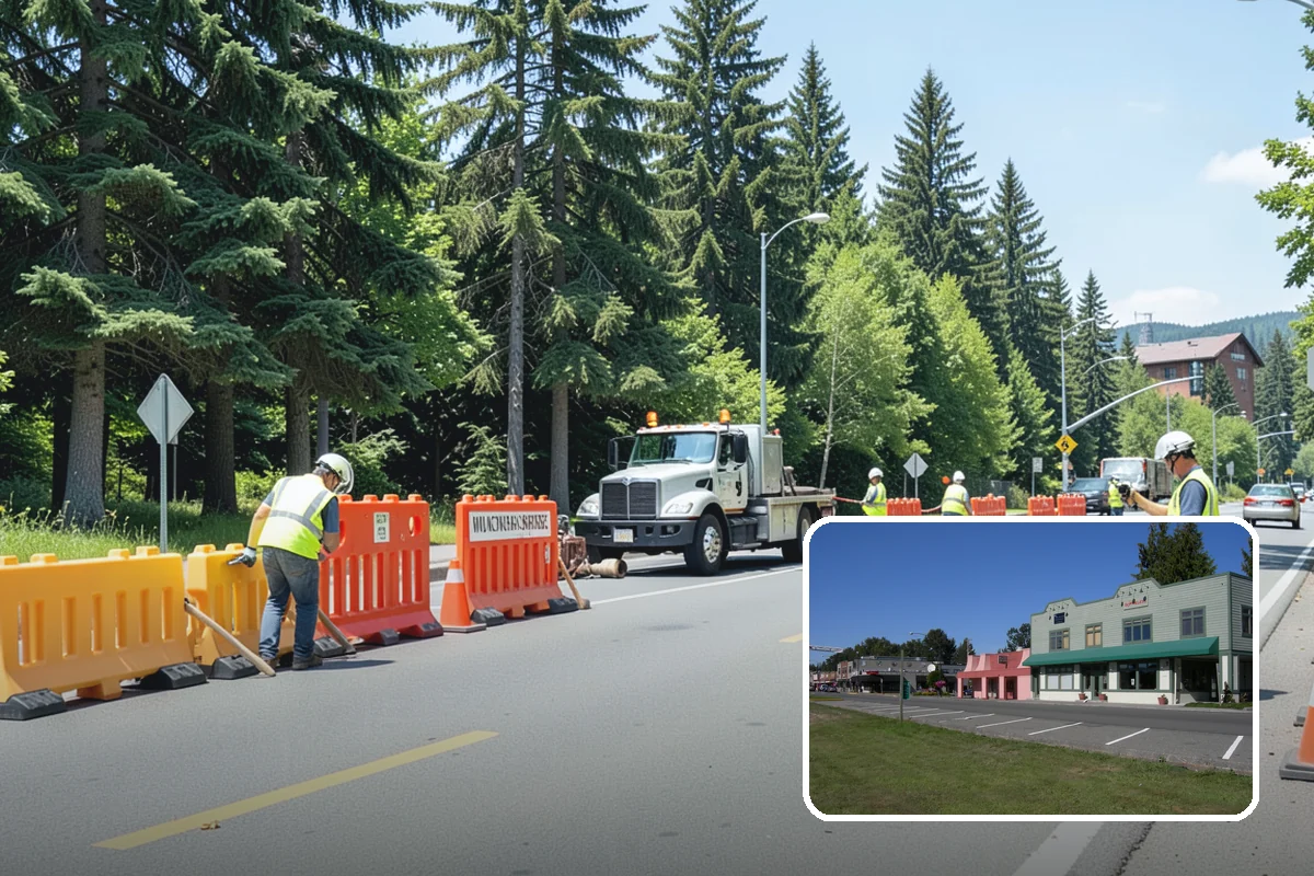 Municipal Bark Installation in Snoqualmie, King County, WA - Uniform bark depth improves the appearance of public landscapes