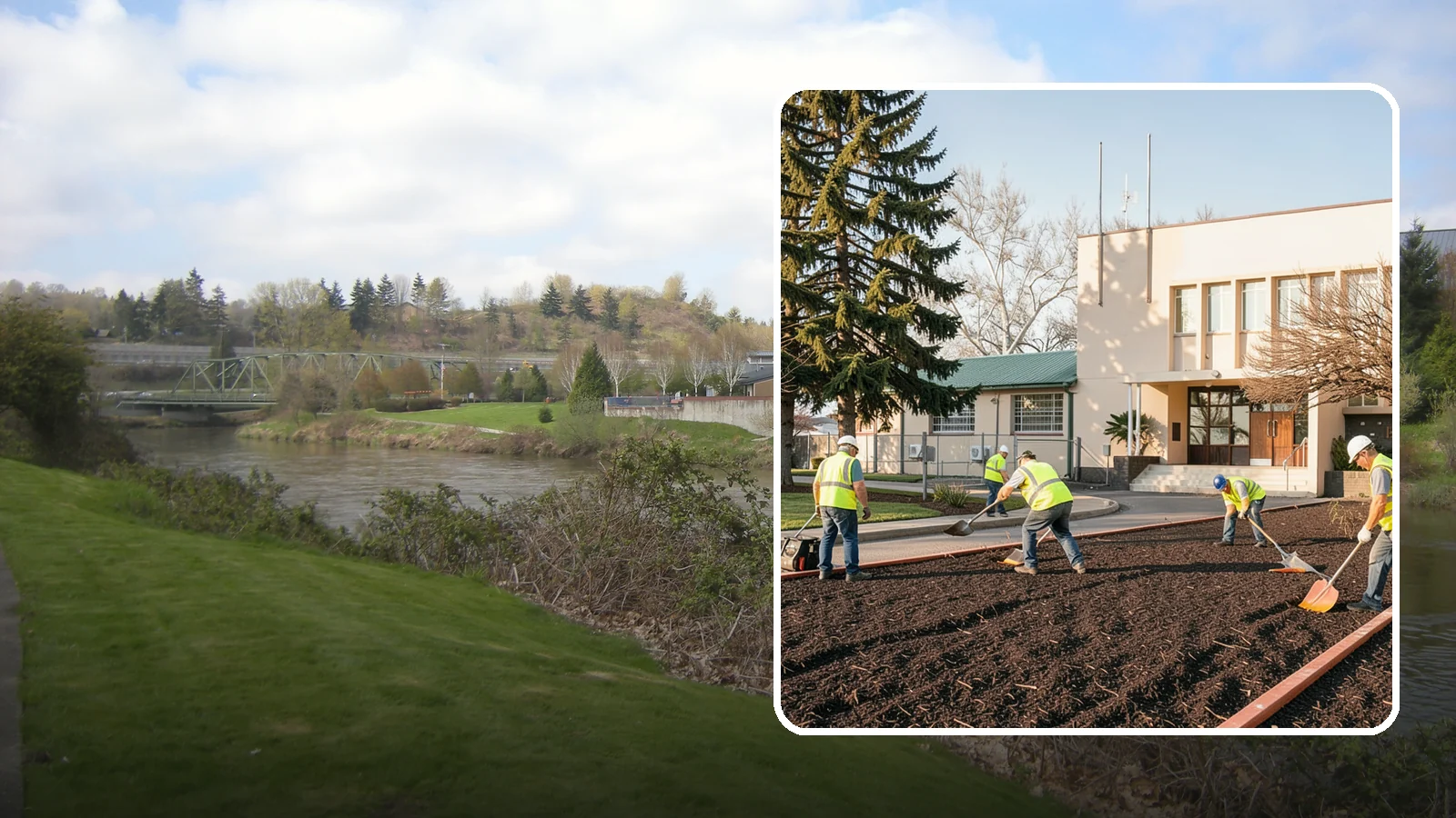Municipal Bark Installation in Tukwila, King County, WA - We supply and install fresh bark across public beds, medians, and park landscapes to suppress weeds and refresh appearance for...