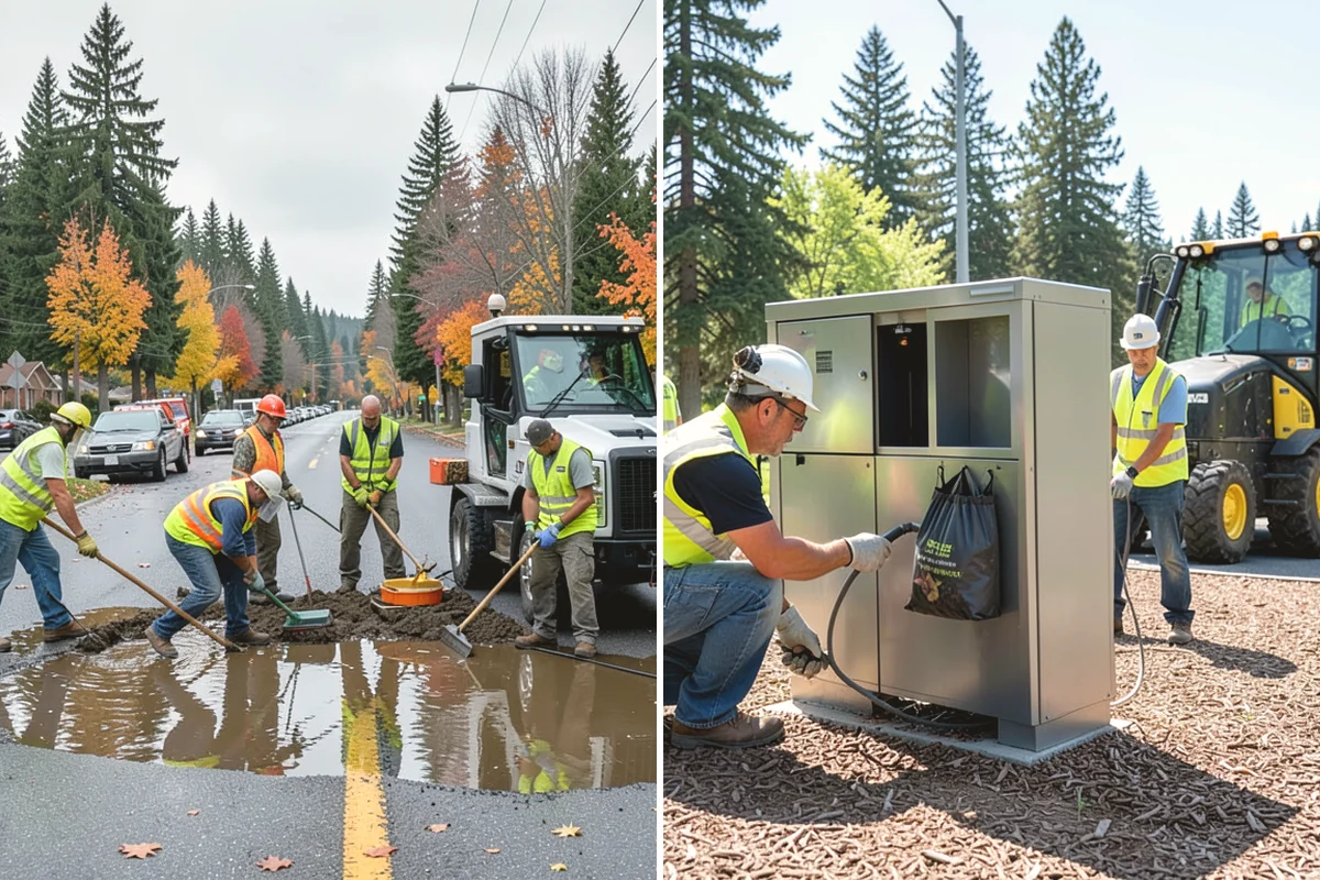 Municipal Bark Installation in Tukwila, King County, WA - We measure beds and confirm bark type, color, and target depth