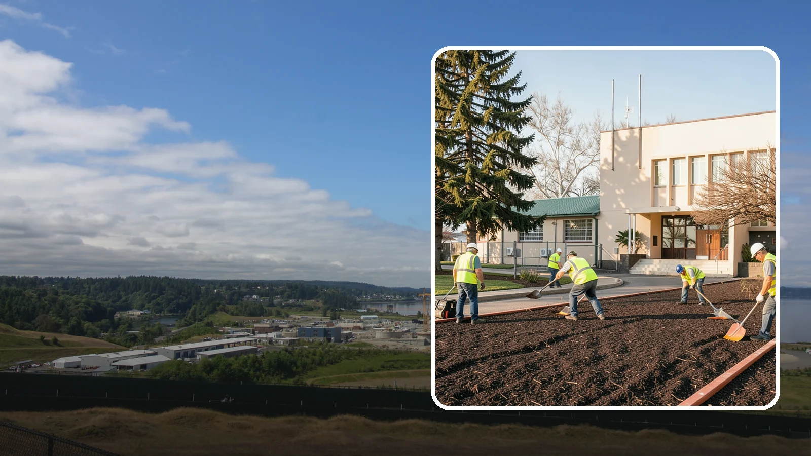Municipal Bark Installation in University Place, Pierce County, WA - We supply and install fresh bark across public beds, medians, and park landscapes to suppress weeds and refresh appearance for...