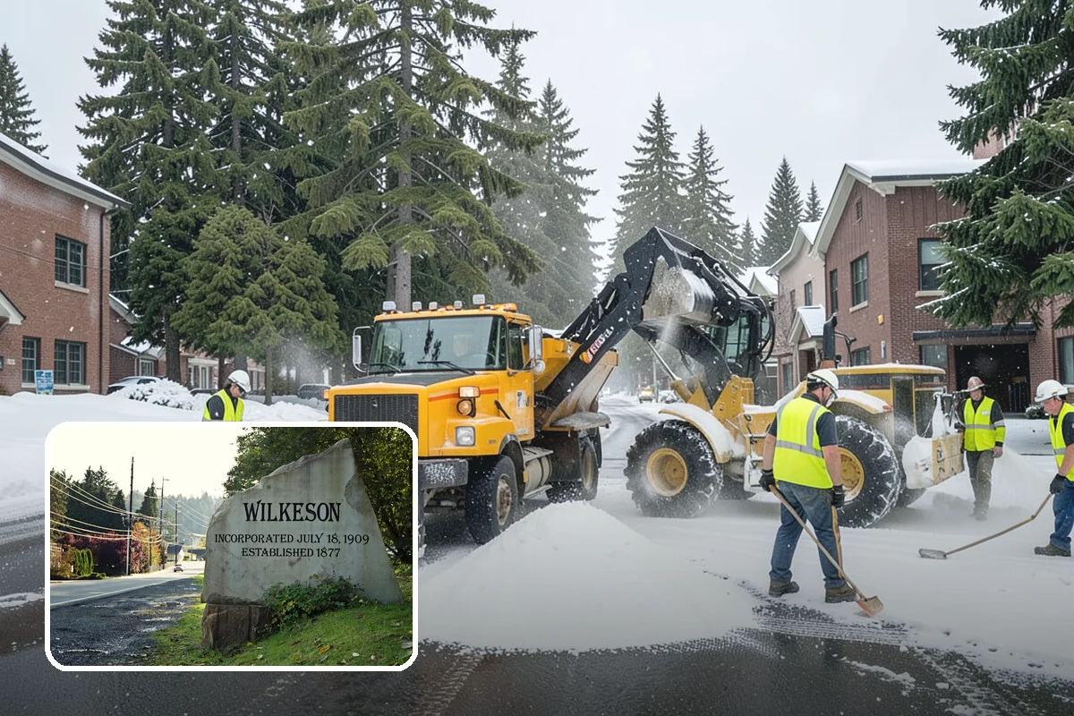 Municipal Bark Installation in Wilkeson, Pierce County, WA - Uniform bark depth improves the appearance of public landscapes