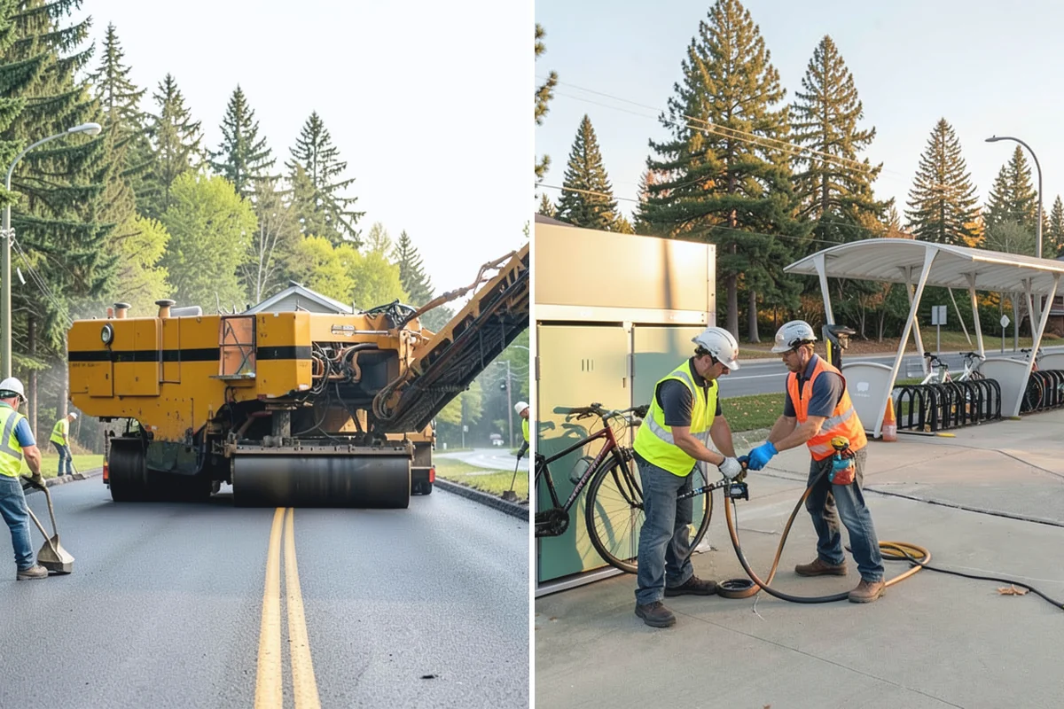 Municipal Bark Installation in Woodinville, King County, WA - We measure beds and confirm bark type, color, and target depth