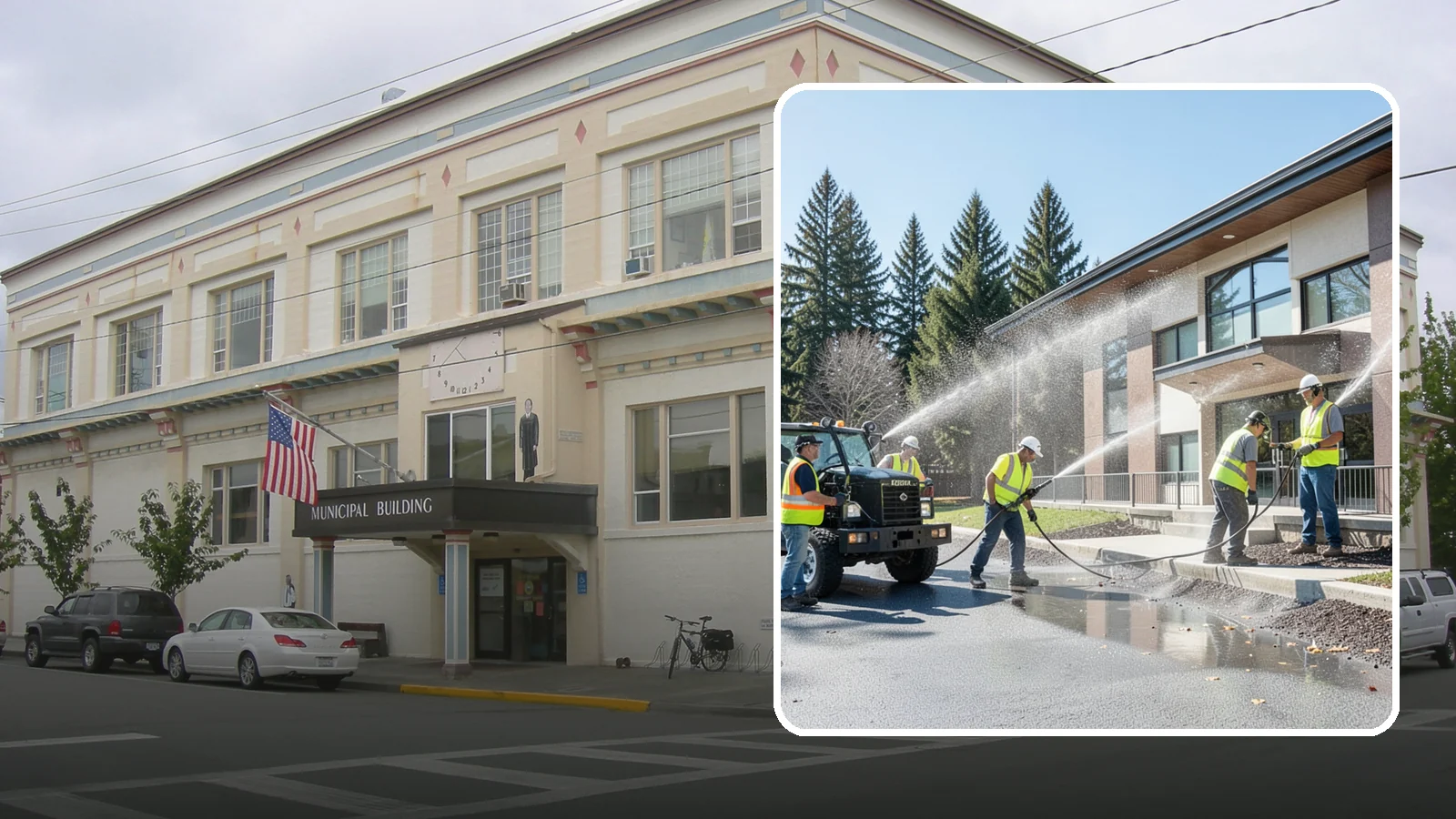 Municipal Building Washing in Anacortes, Skagit County, WA - We wash public building exteriors to remove mildew, algae, and grime using safe methods for Western Washington civic facilities.