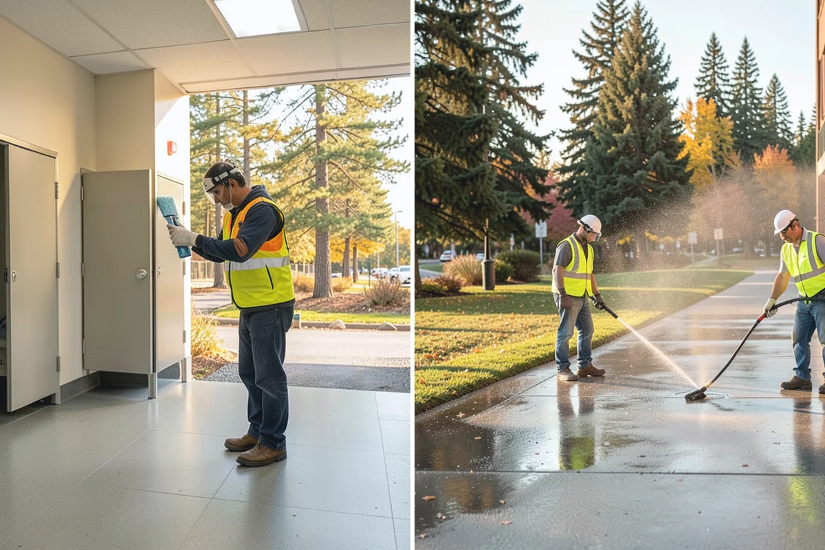 Municipal Building Washing in Bonney Lake, Pierce County, WA - We evaluate substrates and select appropriate cleaning methods