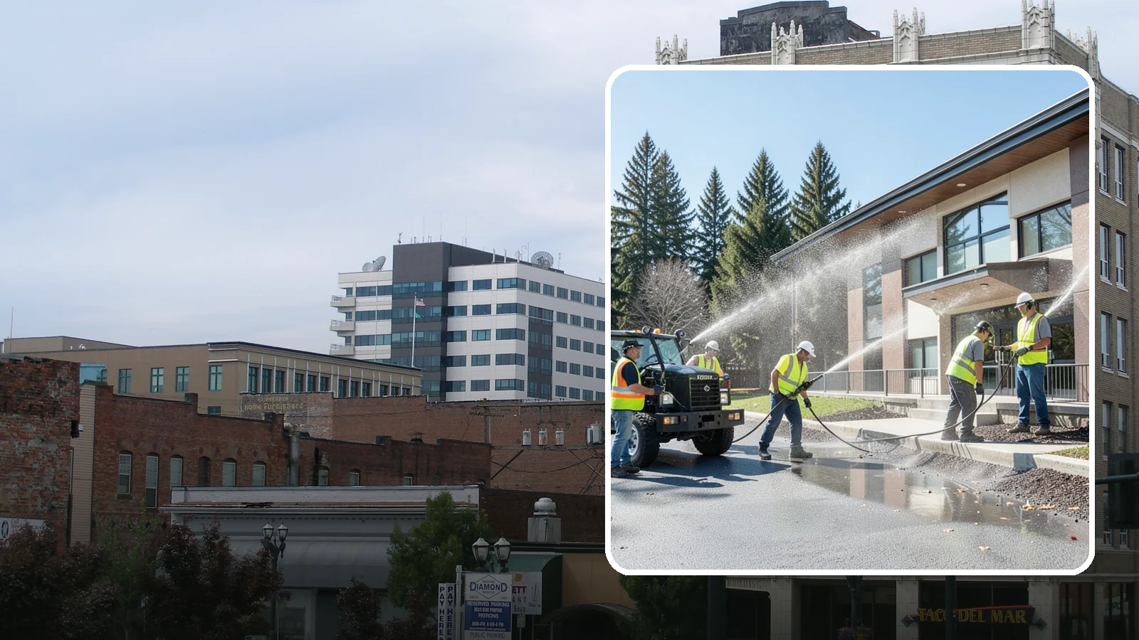 Municipal Building Washing in Everett, Snohomish County, WA - We wash public building exteriors to remove mildew, algae, and grime using safe methods for Western Washington civic facilities.