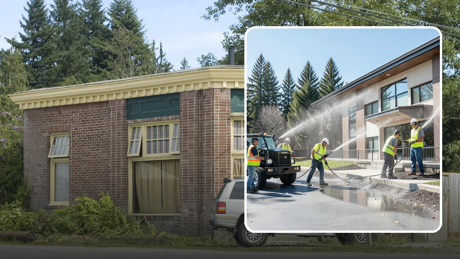 Municipal Building Washing in Hamilton, Skagit County, WA - We wash public building exteriors to remove mildew, algae, and grime using safe methods for Western Washington civic facilities.