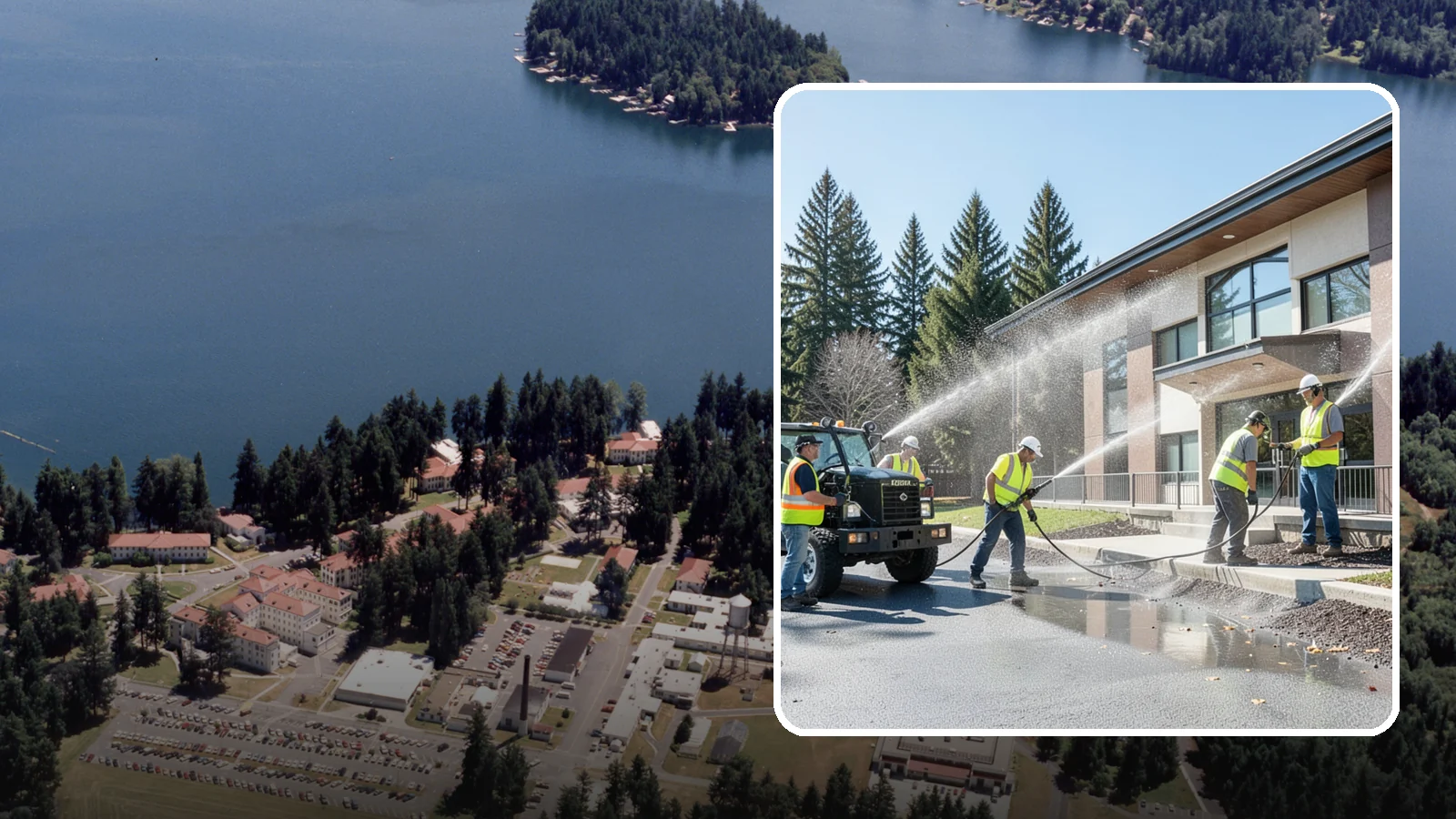 Municipal Building Washing in Lakewood, Pierce County, WA - We wash public building exteriors to remove mildew, algae, and grime using safe methods for Western Washington civic facilities.