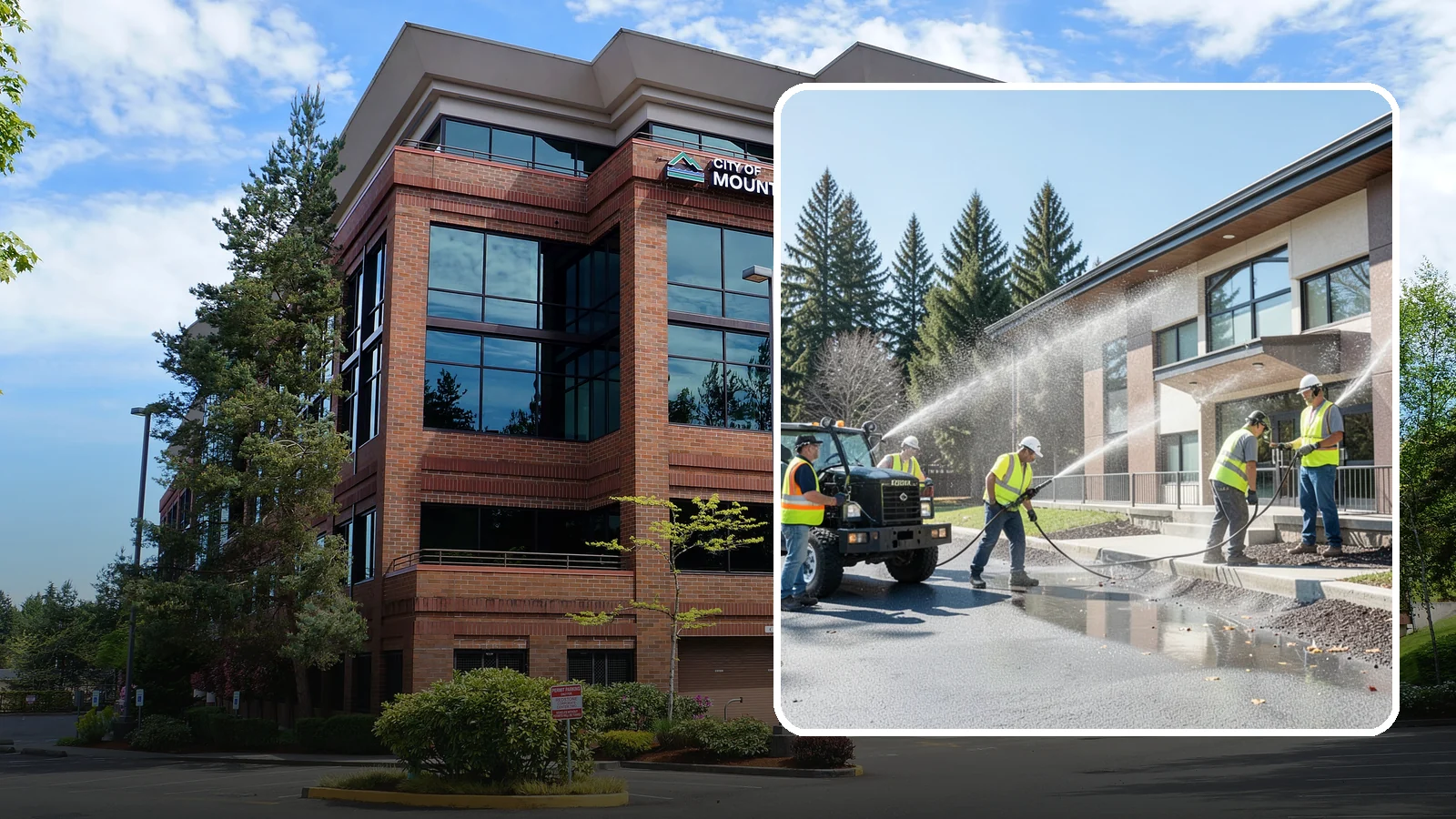 Municipal Building Washing in Mountlake Terrace, Snohomish County, WA - We wash public building exteriors to remove mildew, algae, and grime using safe methods for Western Washington civic facilities.