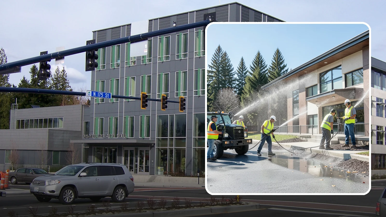 Municipal Building Washing in Shoreline, King County, WA - We wash public building exteriors to remove mildew, algae, and grime using safe methods for Western Washington civic facilities.