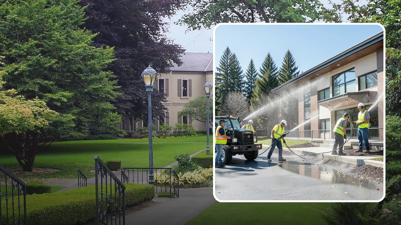 Municipal Building Washing in Woodinville, King County, WA - We wash public building exteriors to remove mildew, algae, and grime using safe methods for Western Washington civic facilities.