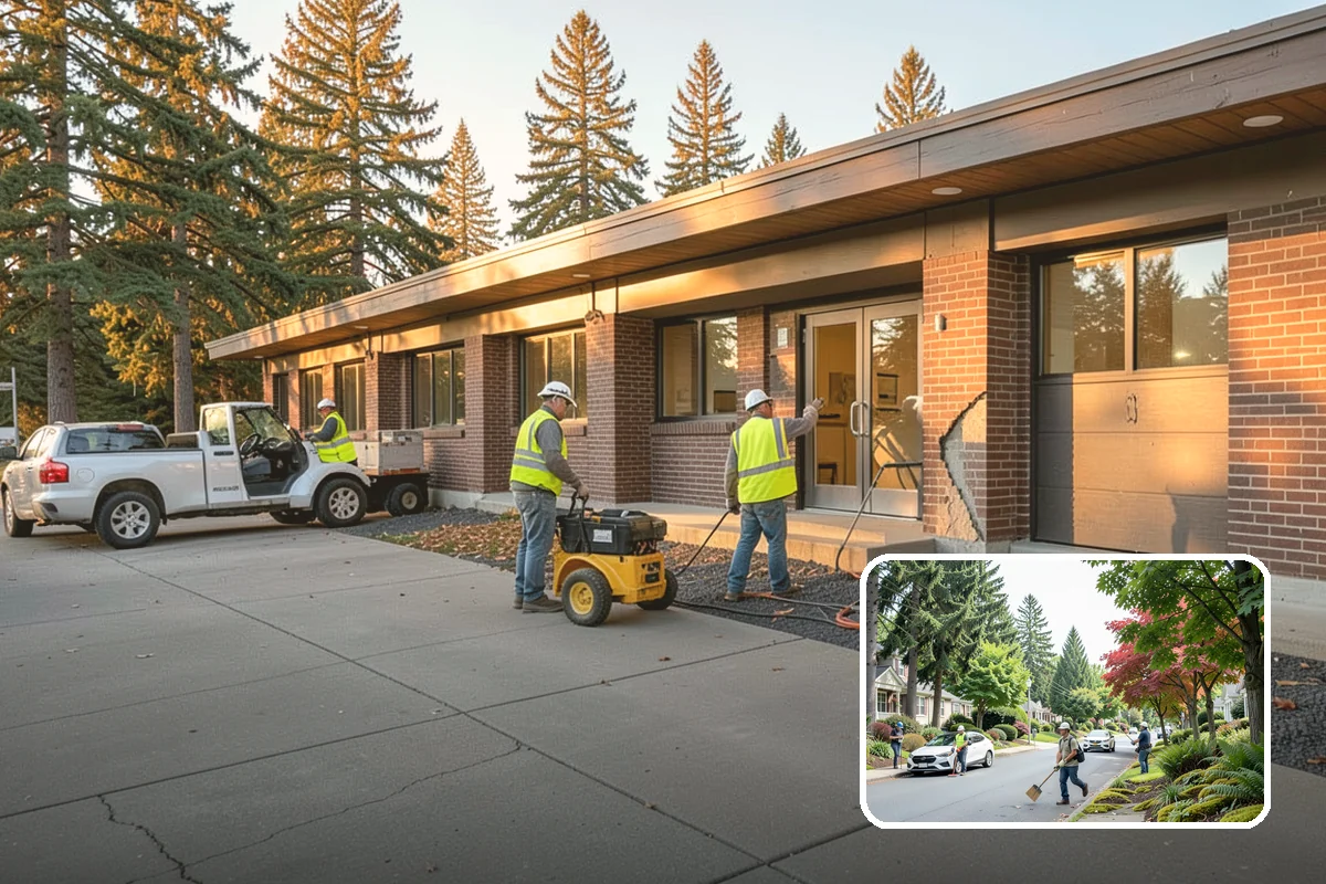 Municipal Concrete Repair in Beaux Arts Village, King County, WA - Reduces trip-and-fall liability on public rights-of-way