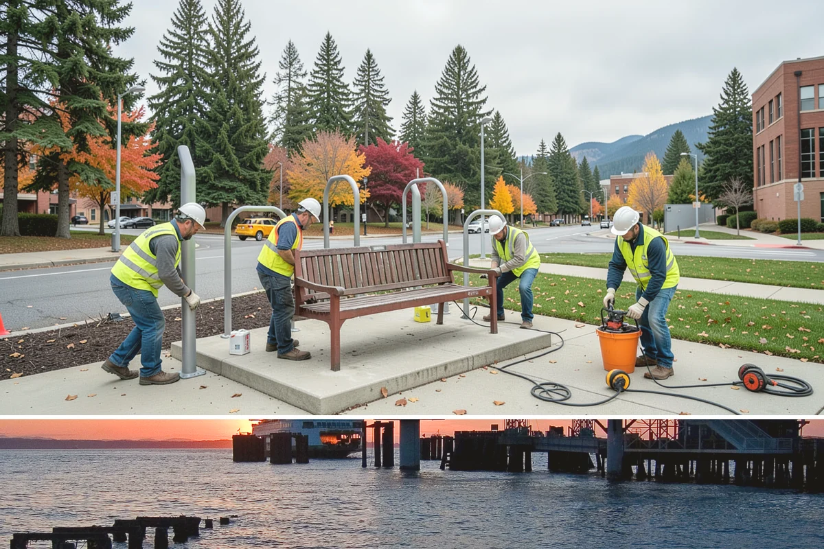 Municipal Concrete Repair in Edmonds, Snohomish County, WA - Late spring through early fall offers the reliable dry, above-freezing conditions concrete curing requires in the Puget Sound...