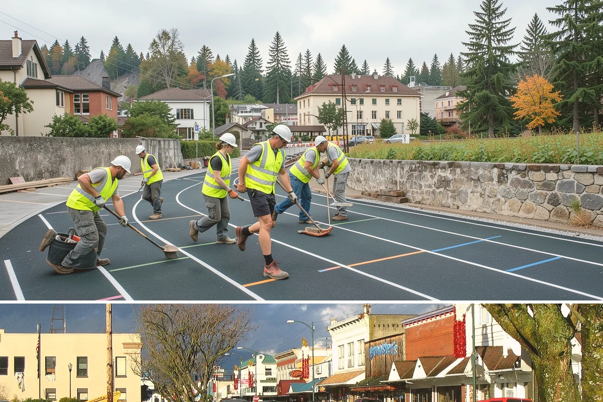 Municipal Court Facility Maintenance in Arlington, Snohomish County, WA - Entry landscapes are refreshed each spring, while leaf and slip-hazard control take priority through the wet fall months.