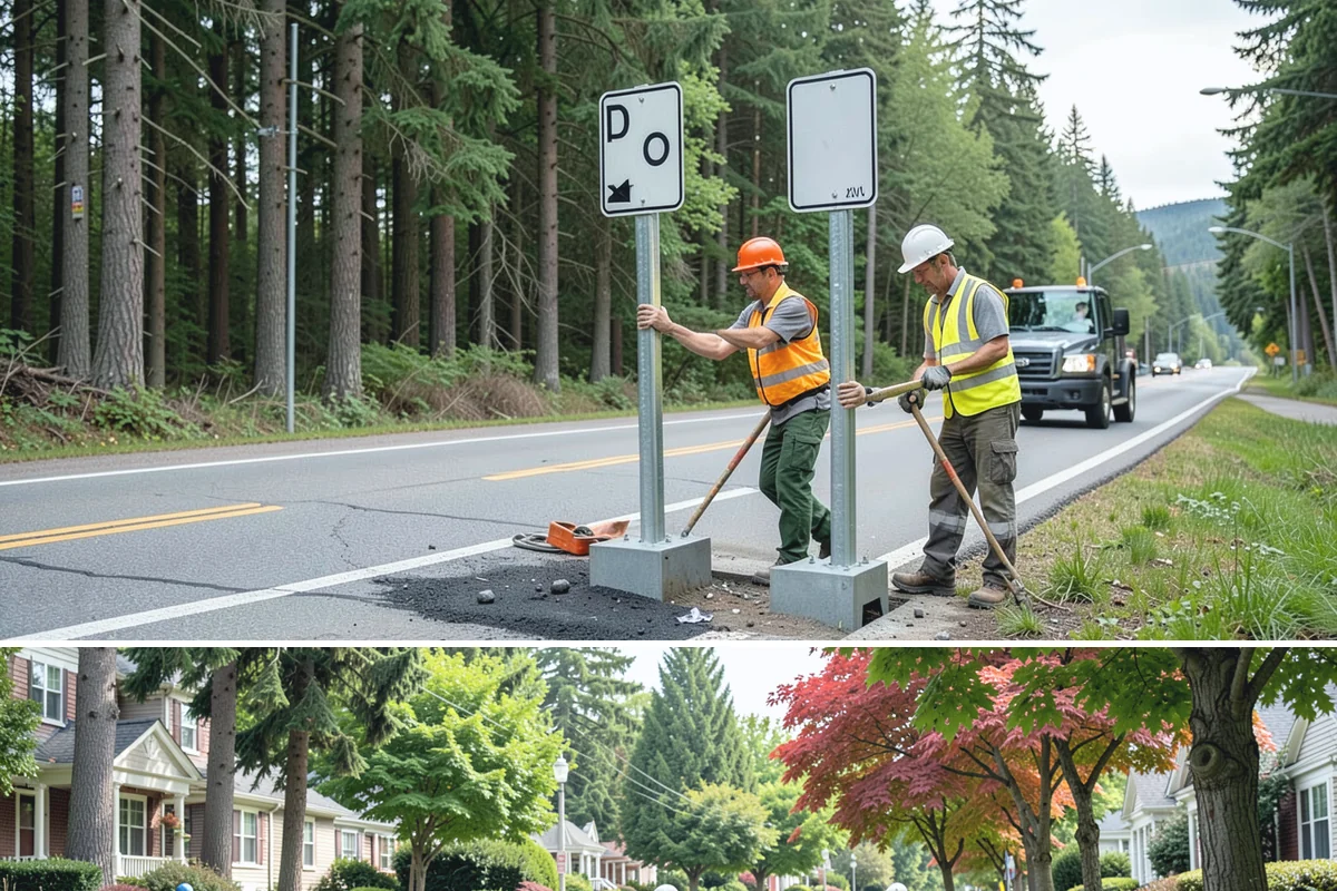 Municipal Court Facility Maintenance in Beaux Arts Village, King County, WA - Entry landscapes are refreshed each spring, while leaf and slip-hazard control take priority through the wet fall months.