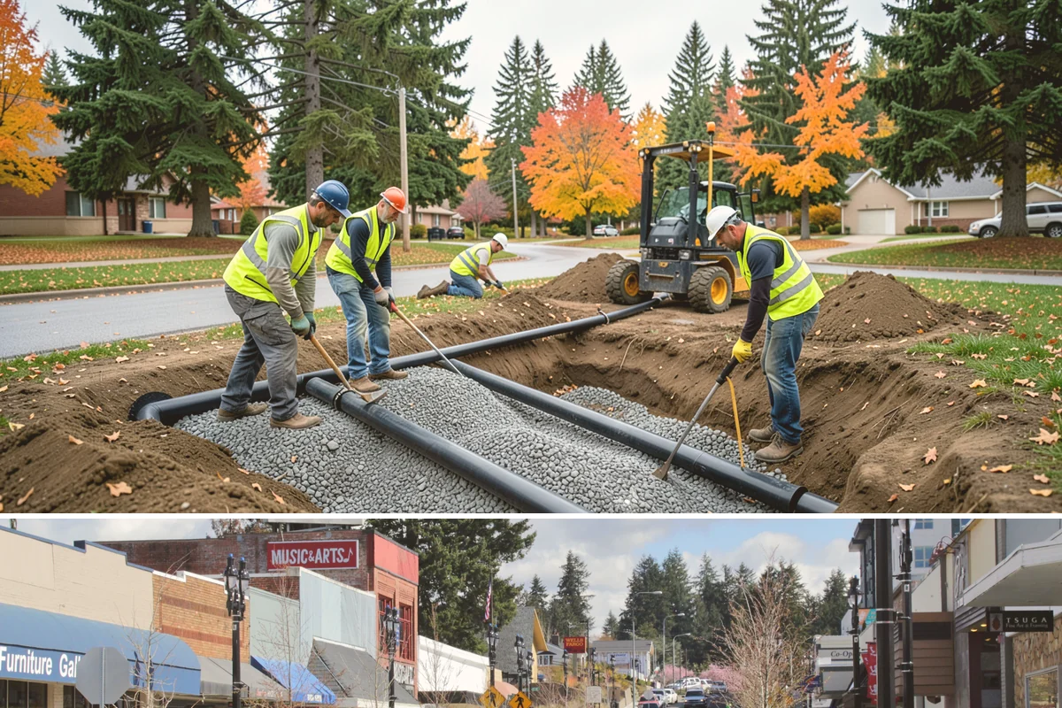 Municipal Court Facility Maintenance in Bothell, King County, WA - Entry landscapes are refreshed each spring, while leaf and slip-hazard control take priority through the wet fall months.