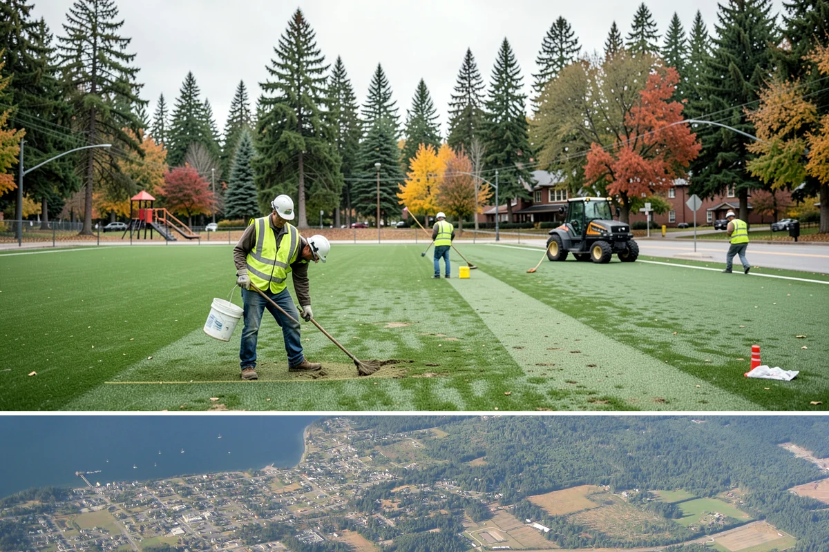 Municipal Court Facility Maintenance in Coupeville, Island County, WA - Entry landscapes are refreshed each spring, while leaf and slip-hazard control take priority through the wet fall months.