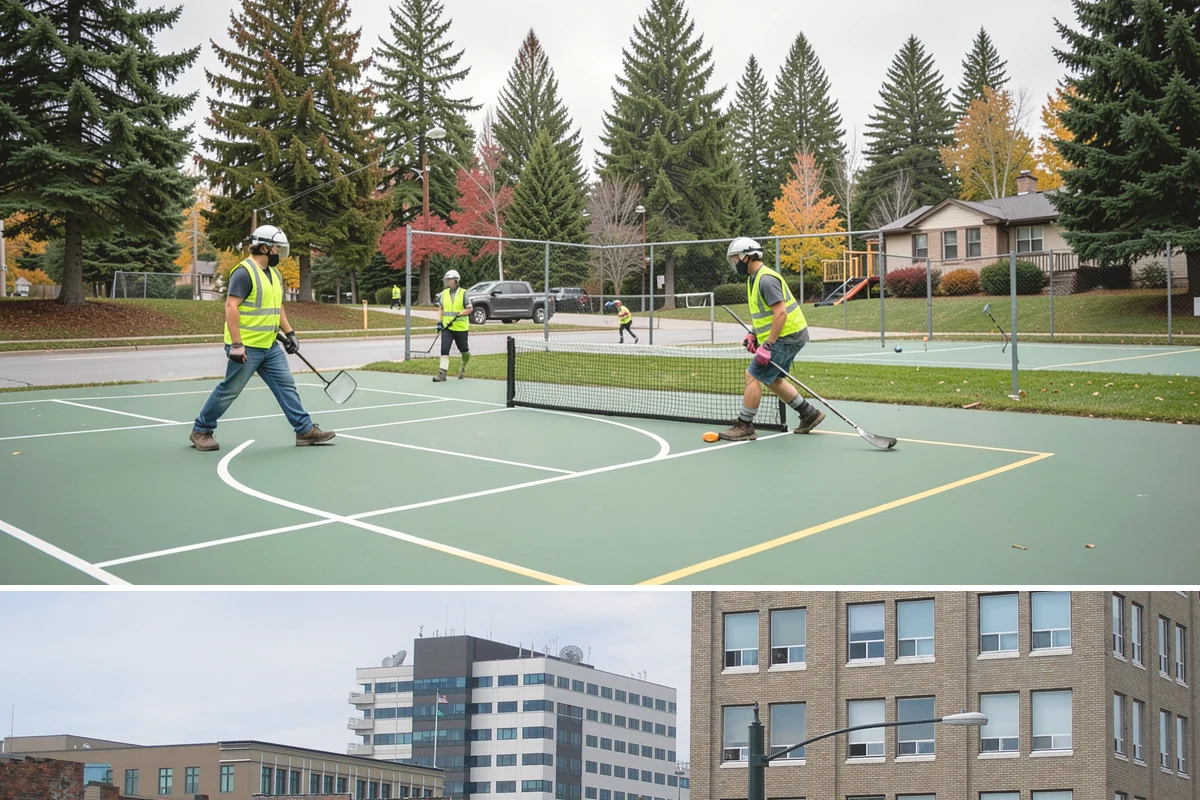 Municipal Court Facility Maintenance in Everett, Snohomish County, WA - Entry landscapes are refreshed each spring, while leaf and slip-hazard control take priority through the wet fall months.