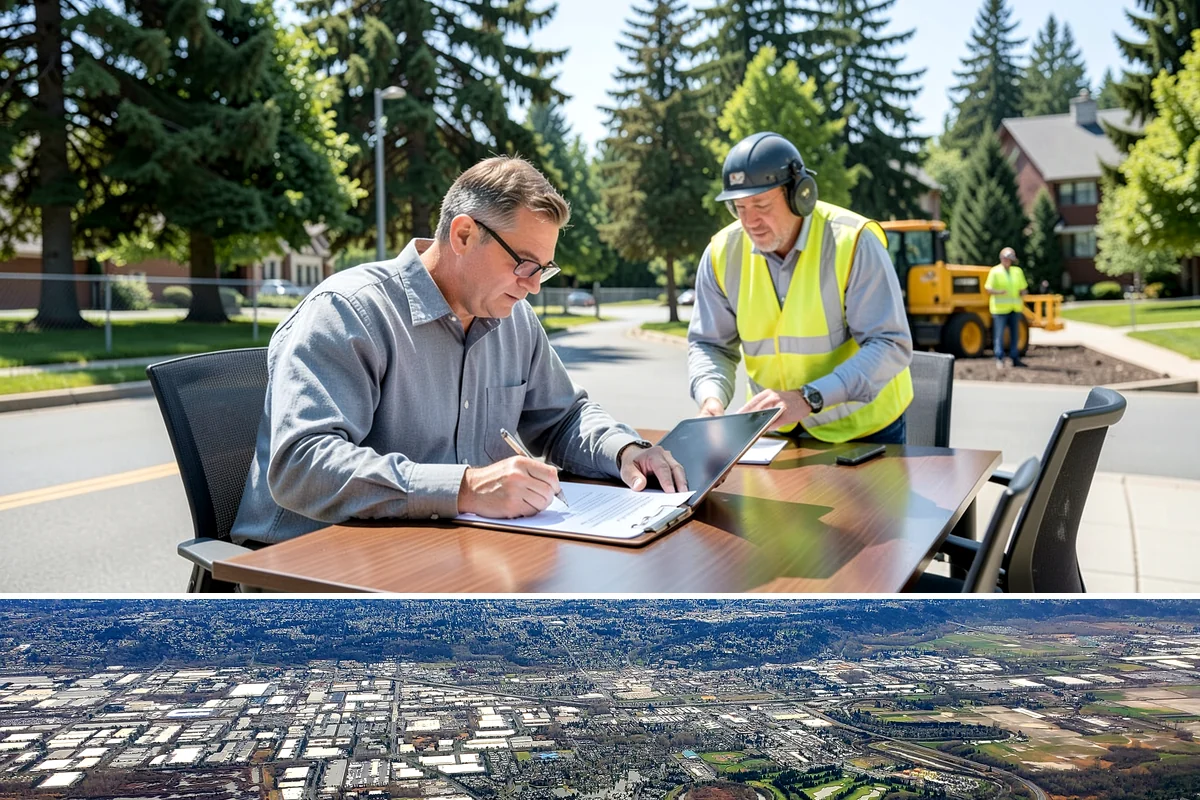 Municipal Court Facility Maintenance in Kent, King County, WA - Entry landscapes are refreshed each spring, while leaf and slip-hazard control take priority through the wet fall months.