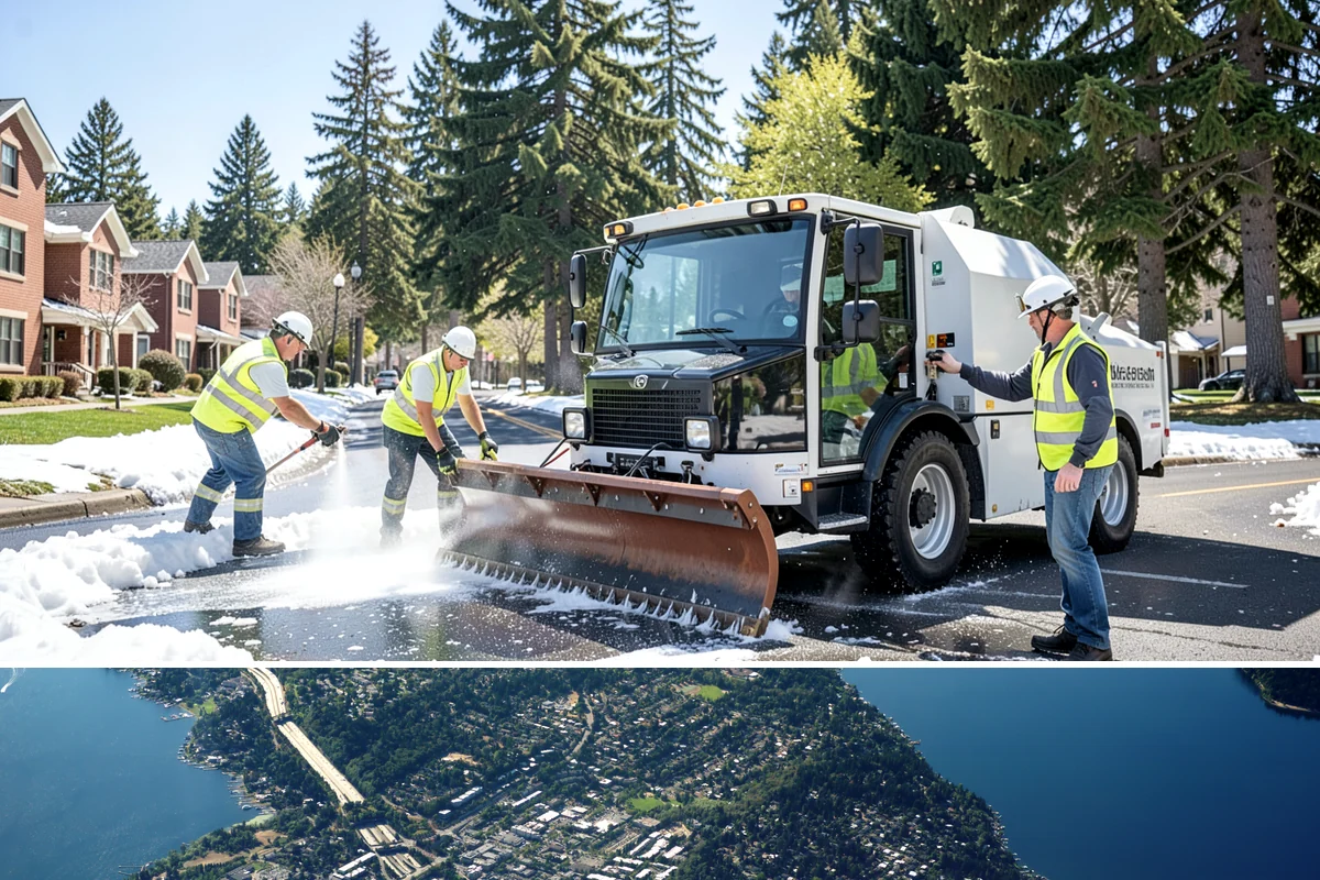 Municipal Court Facility Maintenance in Mercer Island, King County, WA - Entry landscapes are refreshed each spring, while leaf and slip-hazard control take priority through the wet fall months.