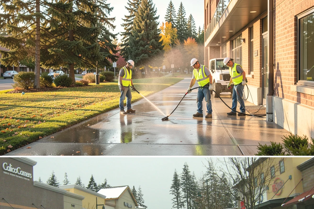 Municipal Court Facility Maintenance in Mill Creek, Snohomish County, WA - Entry landscapes are refreshed each spring, while leaf and slip-hazard control take priority through the wet fall months.