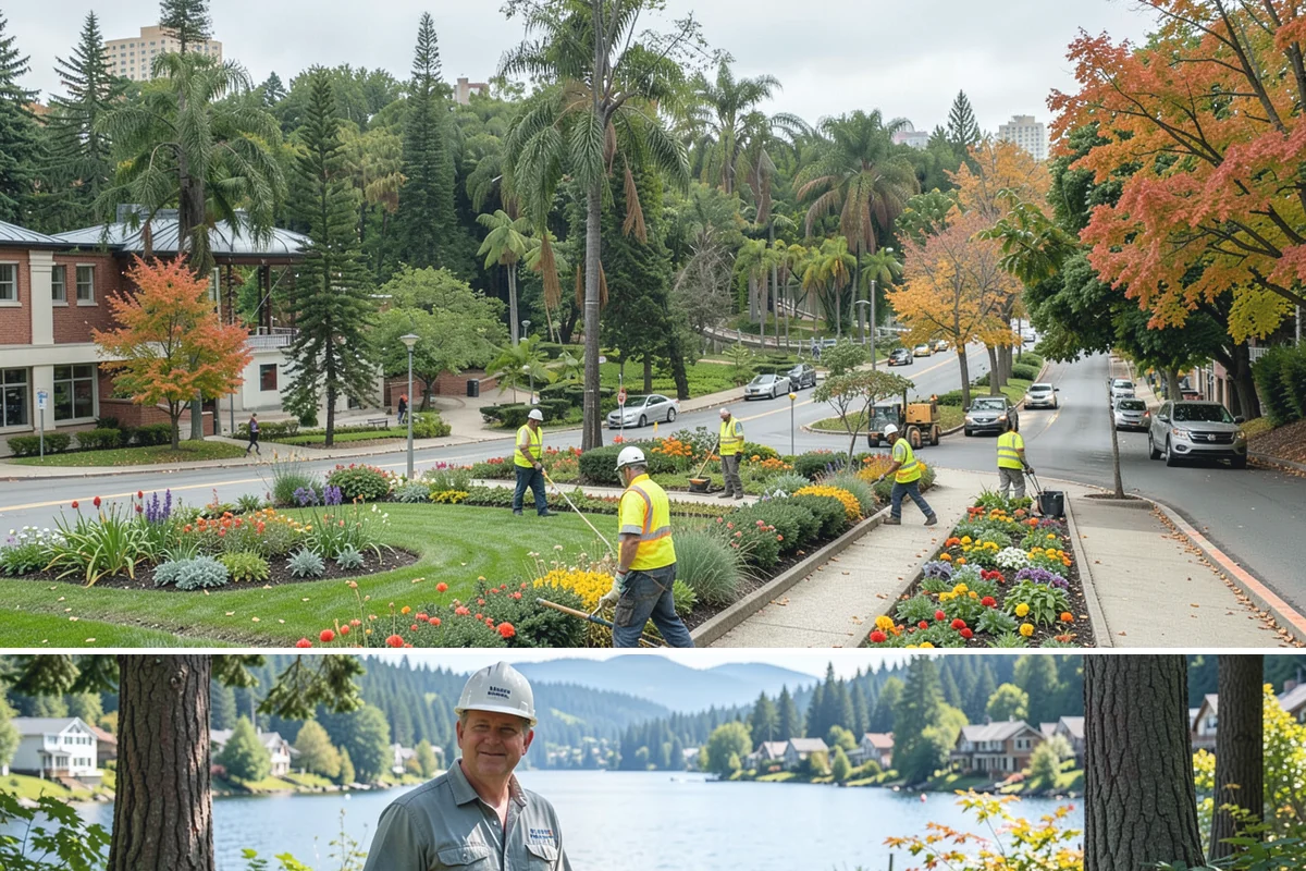 Municipal Court Facility Maintenance in Milton, King County, WA - Entry landscapes are refreshed each spring, while leaf and slip-hazard control take priority through the wet fall months.