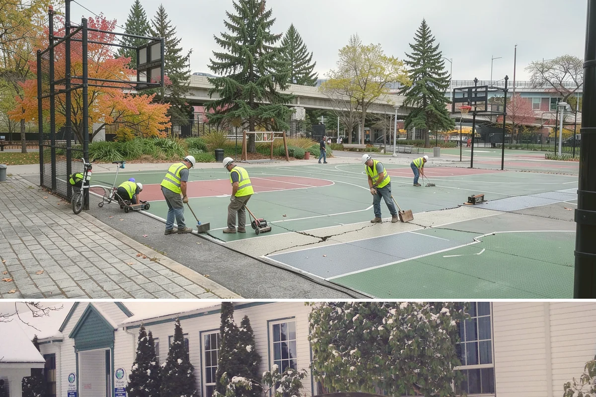 Municipal Court Facility Maintenance in Pacific, King County, WA - Entry landscapes are refreshed each spring, while leaf and slip-hazard control take priority through the wet fall months.
