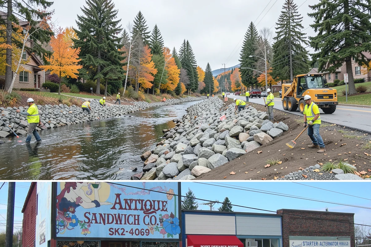 Municipal Court Facility Maintenance in Ruston, Pierce County, WA - Entry landscapes are refreshed each spring, while leaf and slip-hazard control take priority through the wet fall months.
