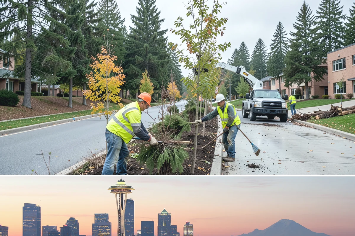 Municipal Court Facility Maintenance in Seattle, King County, WA - Entry landscapes are refreshed each spring, while leaf and slip-hazard control take priority through the wet fall months.