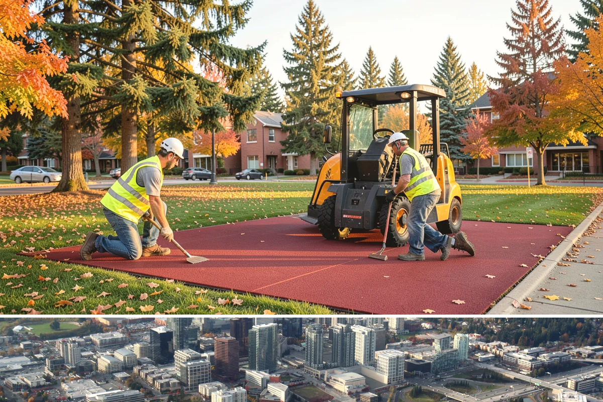 Municipal Curb & Gutter in Bellevue, King County, WA - Warm, dry months ensure curb concrete cures to strength before exposure to standing water and traffic.