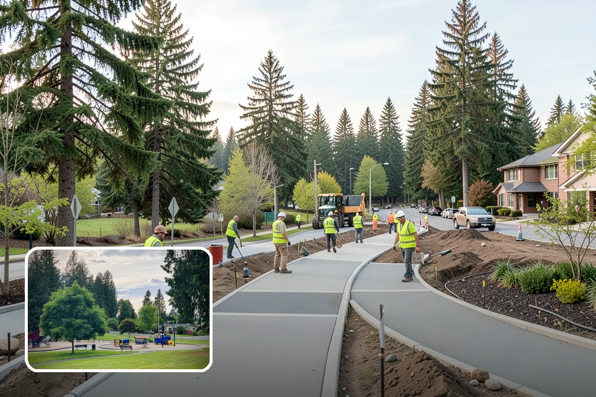 Municipal Curb & Gutter in Bonney Lake, Pierce County, WA - Restores proper stormwater flowline and protects pavement edges
