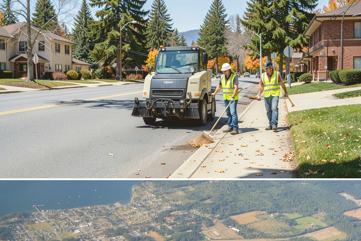Municipal Curb & Gutter in Coupeville, Island County, WA - Warm, dry months ensure curb concrete cures to strength before exposure to standing water and traffic.