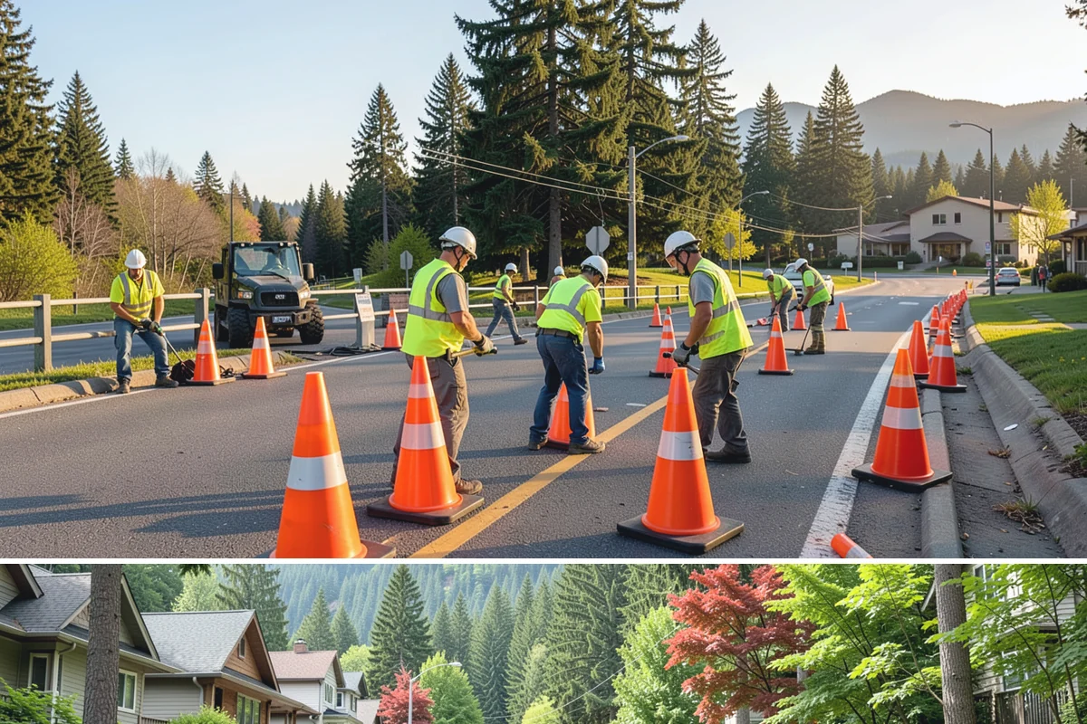 Municipal Curb & Gutter in Darrington, Snohomish County, WA - Warm, dry months ensure curb concrete cures to strength before exposure to standing water and traffic.