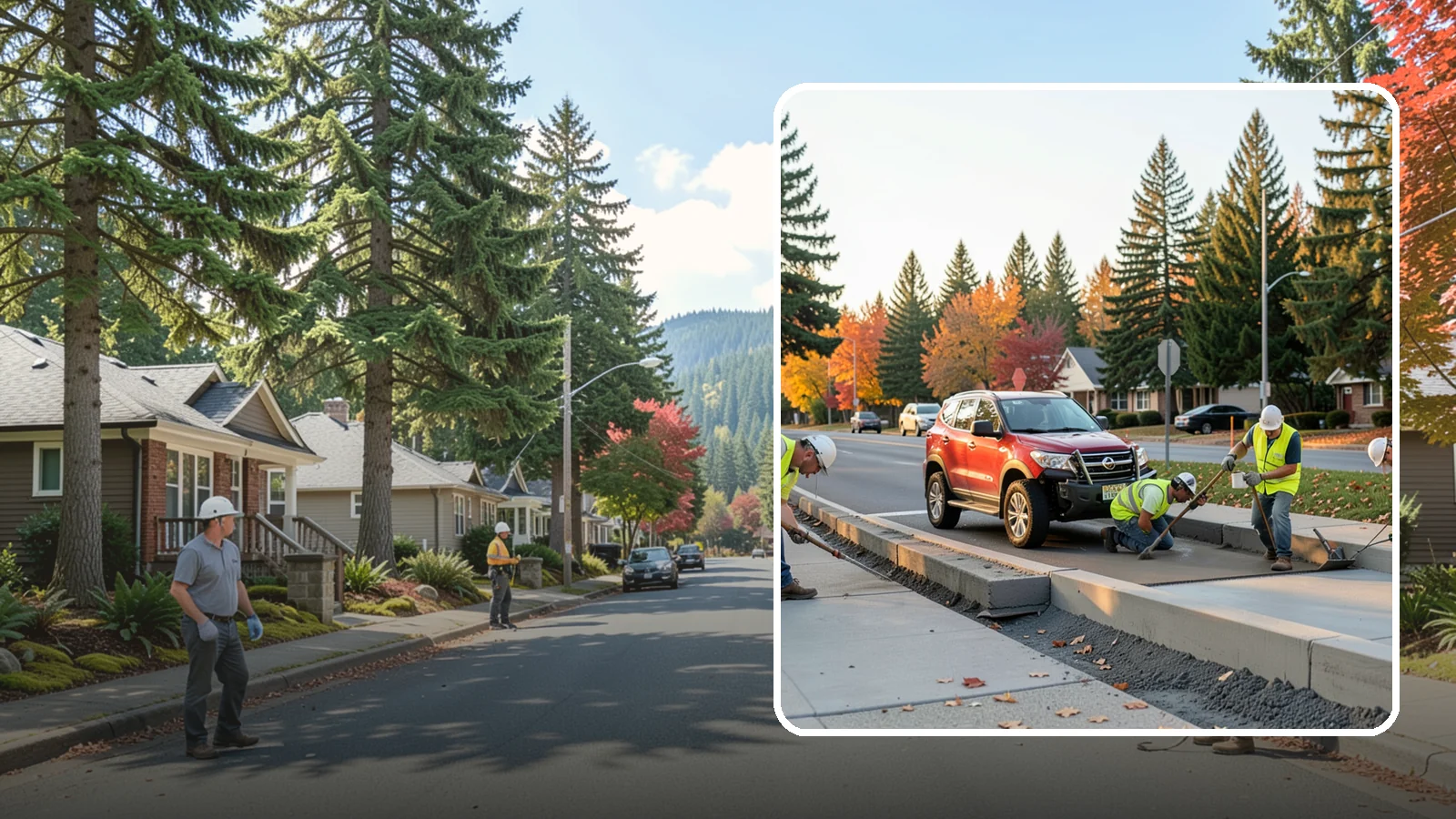 Municipal Curb & Gutter in Hunts Point, King County, WA - Install and replace curb and gutter that channels stormwater and defines roadway edges to jurisdiction standards.