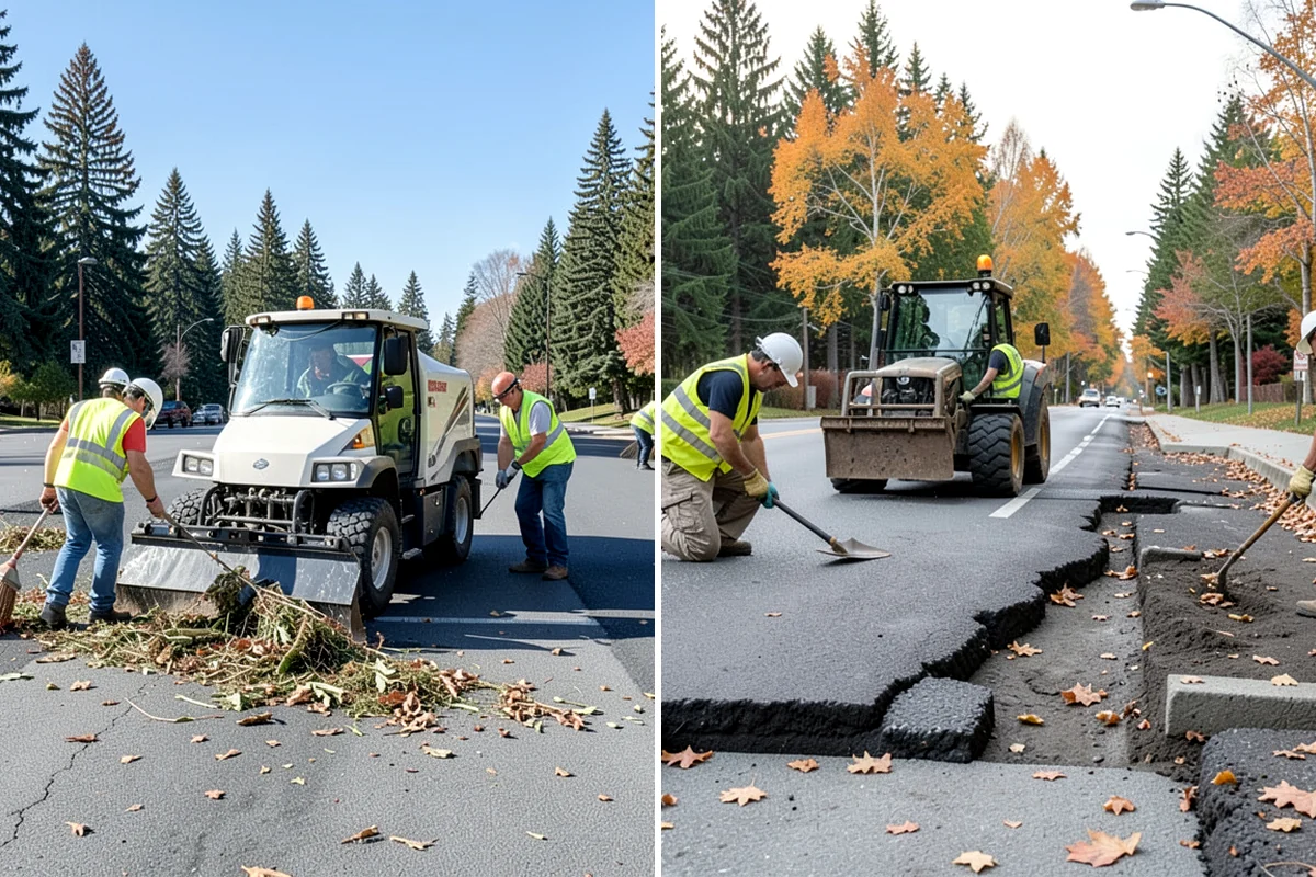 Municipal Curb & Gutter in Hunts Point, King County, WA - Flowline survey and drainage tie-in assessment