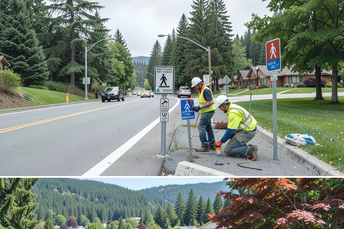 Municipal Curb & Gutter in Index, Snohomish County, WA - Warm, dry months ensure curb concrete cures to strength before exposure to standing water and traffic.