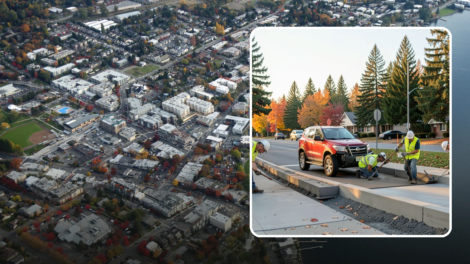 Municipal Curb & Gutter in Kirkland, King County, WA - Install and replace curb and gutter that channels stormwater and defines roadway edges to jurisdiction standards.