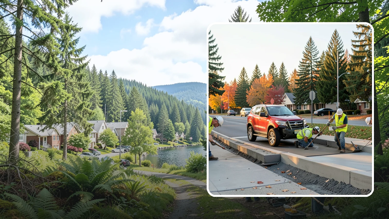 Municipal Curb & Gutter in Lake Forest Park, King County, WA - Install and replace curb and gutter that channels stormwater and defines roadway edges to jurisdiction standards.