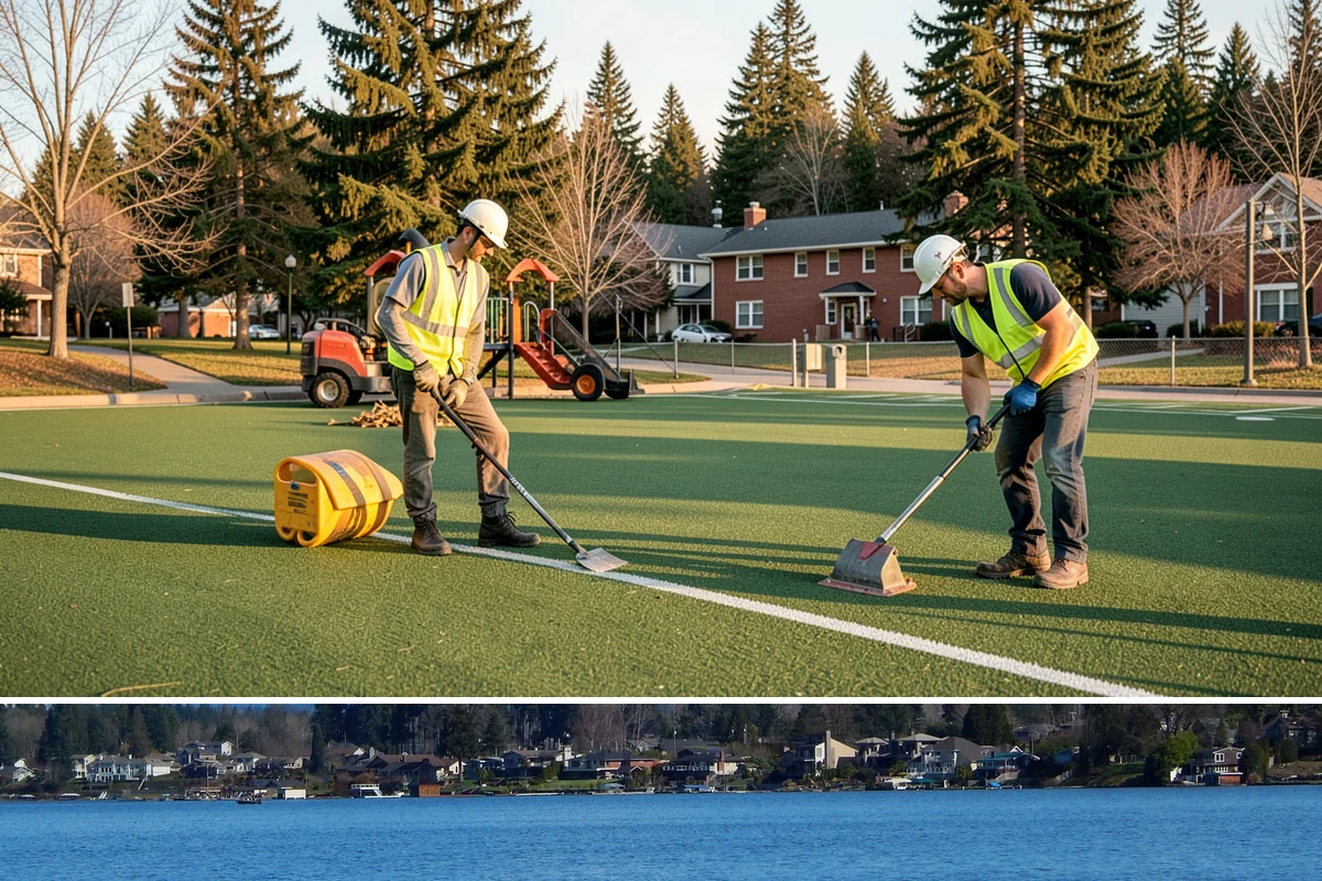 Municipal Curb & Gutter in Lake Stevens, Snohomish County, WA - Warm, dry months ensure curb concrete cures to strength before exposure to standing water and traffic.