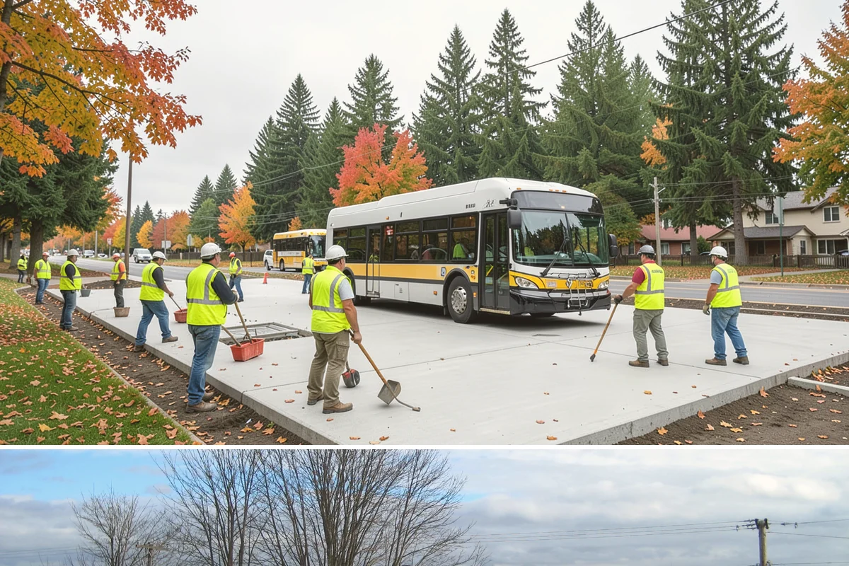 Municipal Curb & Gutter in Langley, Island County, WA - Warm, dry months ensure curb concrete cures to strength before exposure to standing water and traffic.