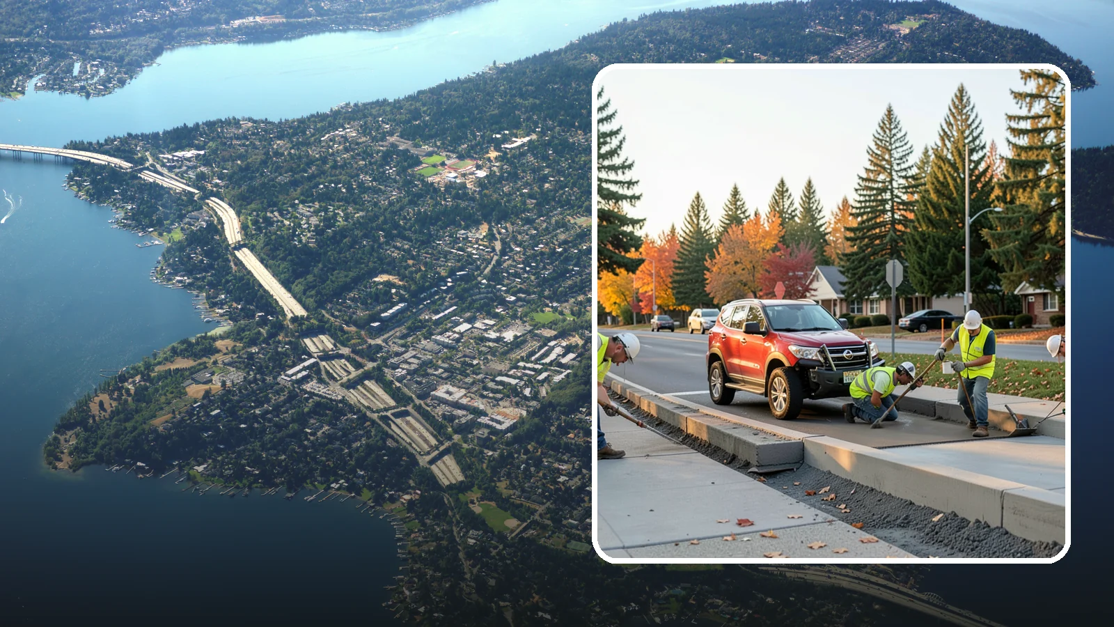 Municipal Curb & Gutter in Mercer Island, King County, WA - Install and replace curb and gutter that channels stormwater and defines roadway edges to jurisdiction standards.