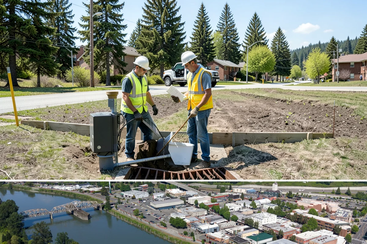Municipal Curb & Gutter in Mount Vernon, Skagit County, WA - Warm, dry months ensure curb concrete cures to strength before exposure to standing water and traffic.