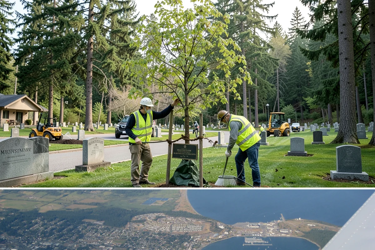 Municipal Curb & Gutter in Oak Harbor, Island County, WA - Warm, dry months ensure curb concrete cures to strength before exposure to standing water and traffic.